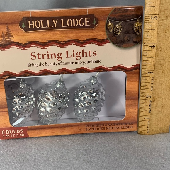 Pine Cone String Lights Christmas Mantle Camper Lodge Farmhouse 6 Battery Oper - Picture 8 of 9